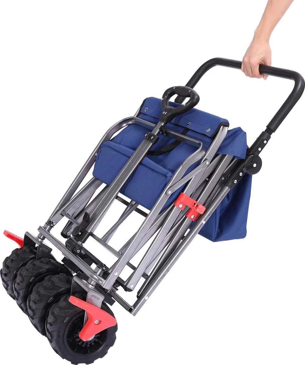 AREBOS Handkar | Transportwagen | Apparatuurwagen | Opvouwbaar | Duwstang| Blauw - Afbeelding 11