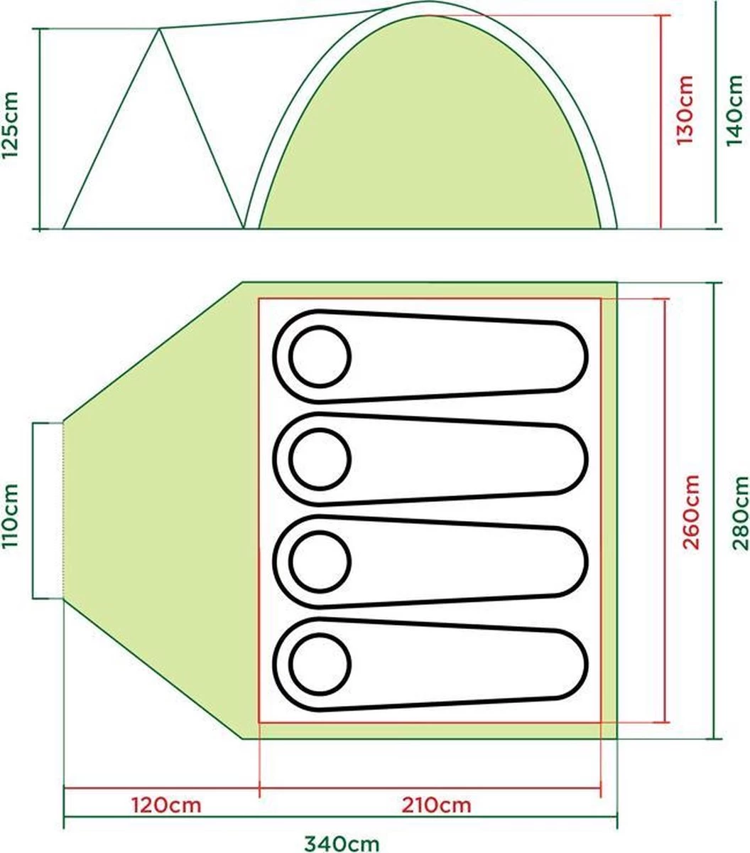 Coleman Darwin 4 Plus Koepeltent - 4-Persoons - Groen - Afbeelding 9