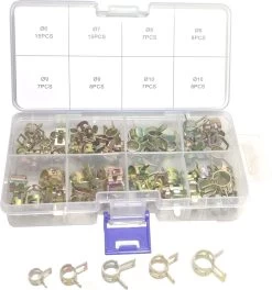 Merkloos Veerslangklem Verzinkt 75 Delig Brandstofleidingen Benzineslang Vacuumslang 6 7 8 9&10mm Slangenklem Knijpveerklem