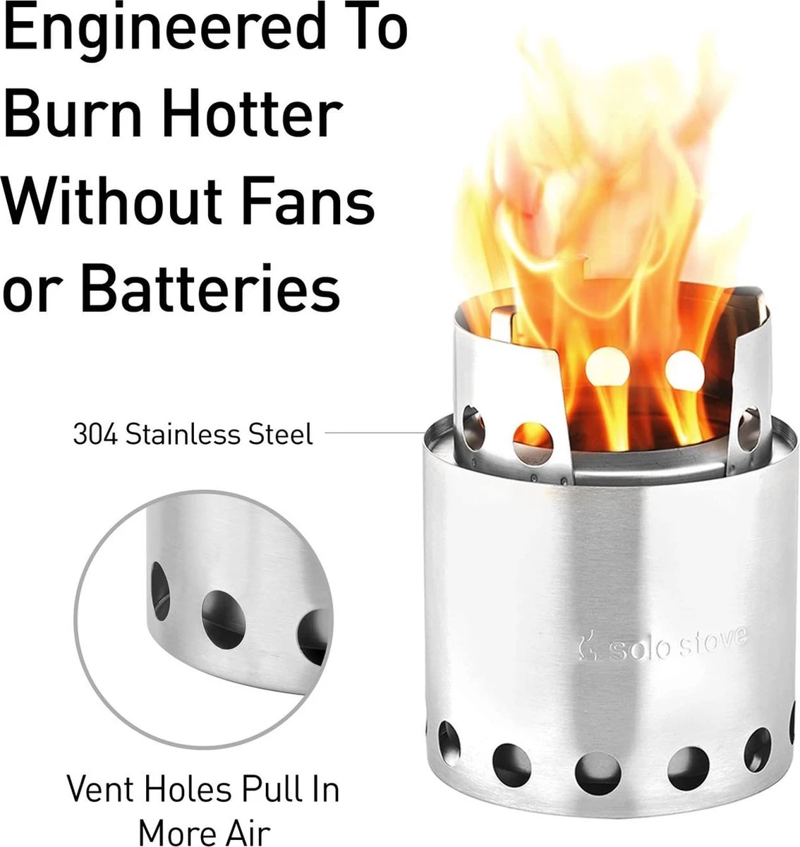 Solo Stove Lite Draagbare Kooktoestel. Geen Vloeibare Brandstof Nodig. Krachtige Efficiënte Houtverbranding En Weinig Rook. Voor 1-2 Personen, 304 Roestvrijstaal, Compact ⌀ 10,8 Cm, Hoogte 14,5 Cm, 255g. - Afbeelding 6