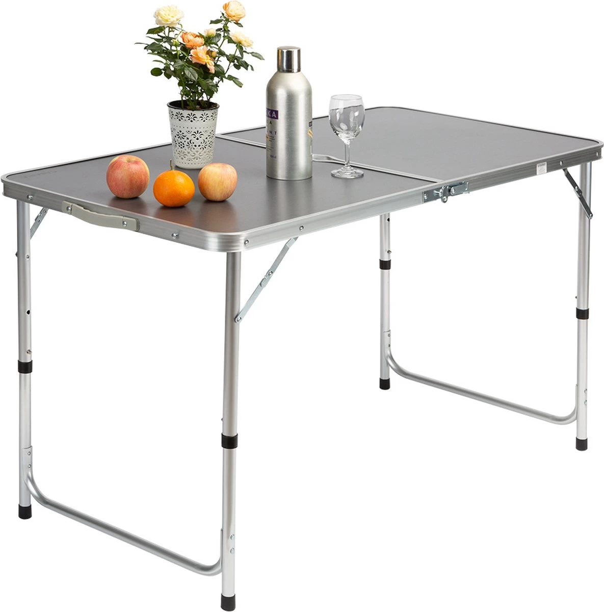 Casaria Campingtafel – Inklapbaar Verstelbaar - 120x60x70 Cm Grijs - Afbeelding 6