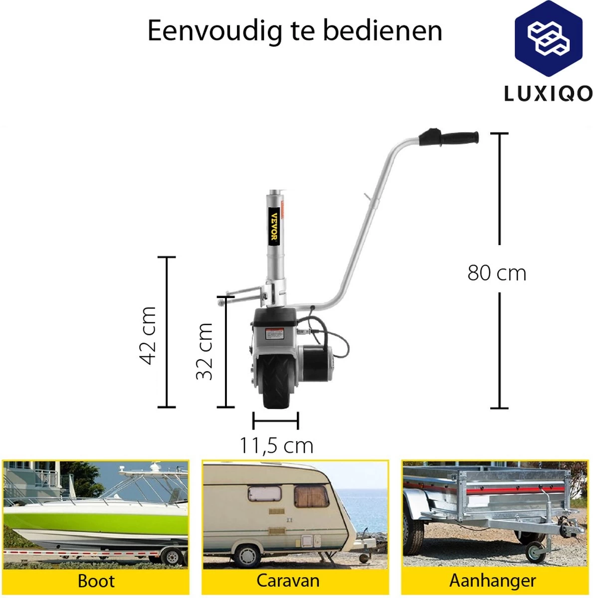 Luxiqo® Elektrisch Neuswiel – Gemotoriseerd Neuswiel – Caravan Mover – Neuswiel Mover – Caravan Neuswiel – Trailer Verplaatser – Elektrische Aanhanger – 350 W – Tot 2270 KG - Afbeelding 5