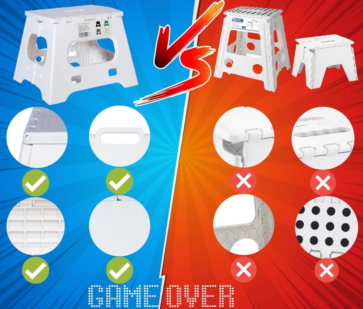 Splendole Opstapje Inklapbaar Caravanopstapje - Opvouwbaar - 120 Kg - 27 Cm Krukje Grijs - Afbeelding 3