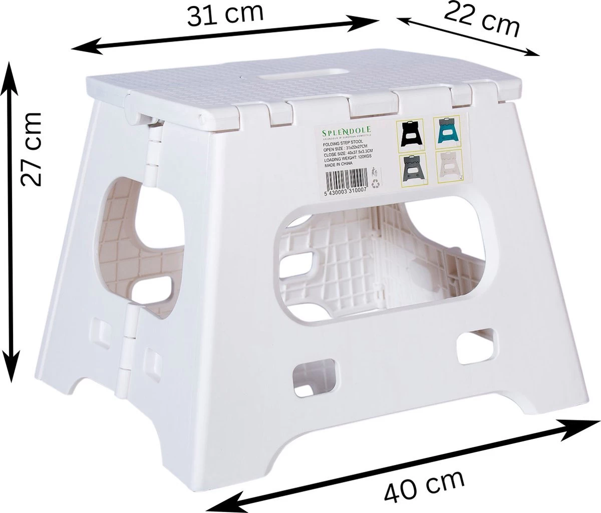 Splendole Opstapje Inklapbaar Caravanopstapje - Opvouwbaar - 120 Kg - 27 Cm Krukje Wit - Afbeelding 7