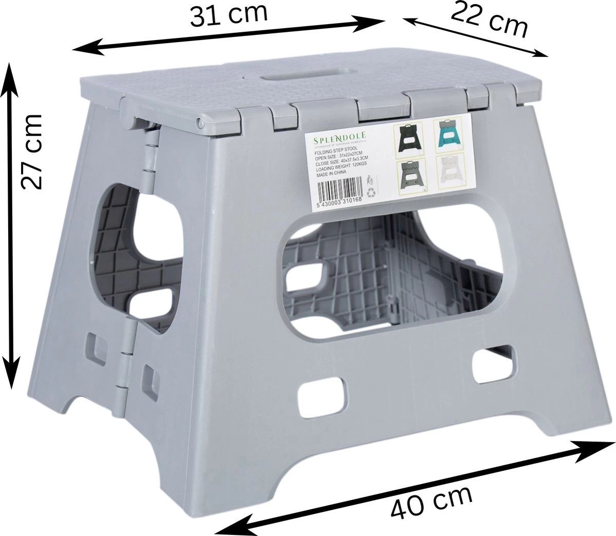 Splendole Opstapje Inklapbaar Caravanopstapje - Opvouwbaar - 120 Kg - 27 Cm Krukje Grijs - Afbeelding 6