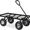Relaxdays Bolderkar Tuin - Platte Tuinwagen - Luchtbanden - 200 Kg - Transportkar - Staal