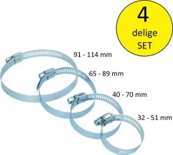 Benson 4 Delige Slangklemmen Set Inclusief Jumboklem Groot | Klemmen Set Voor Om De Tuinslang Afvoerslang Of Doucheslang Verschillende Formaten | Slang Koppeling Klem