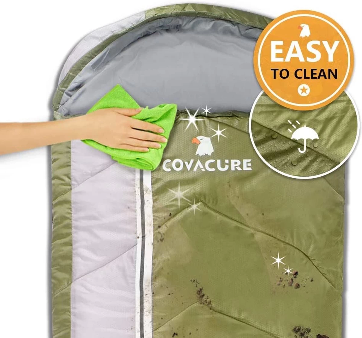 COVACURE 1.5/0.8kg Slaapzak, 3 Seizoenen Ultra Warm & Lichtgewicht Slaapzak Voor Volwassenen, Envelop Compacte Outdoor Slaapzakken Met Draagbare Compressie Tas Voor Camping, Rugzakken, Wandelen... - Afbeelding 5