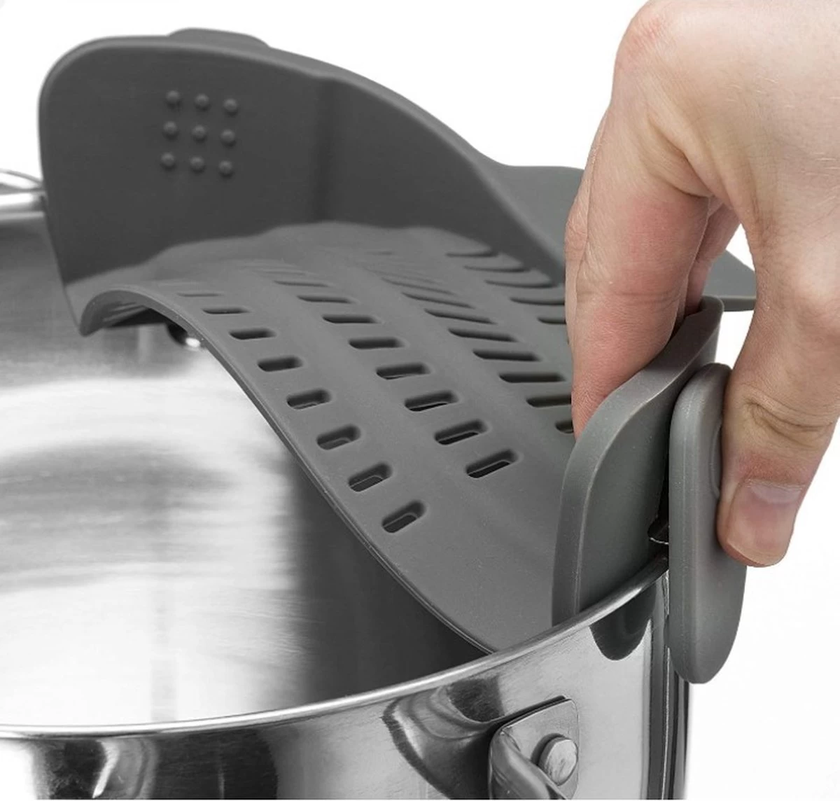 SensaHome- Siliconen Vergiet - Keuken Afgietdeksel - Afgiethulp - Siliconen - BPA Vrij - Grijs - Afbeelding 19