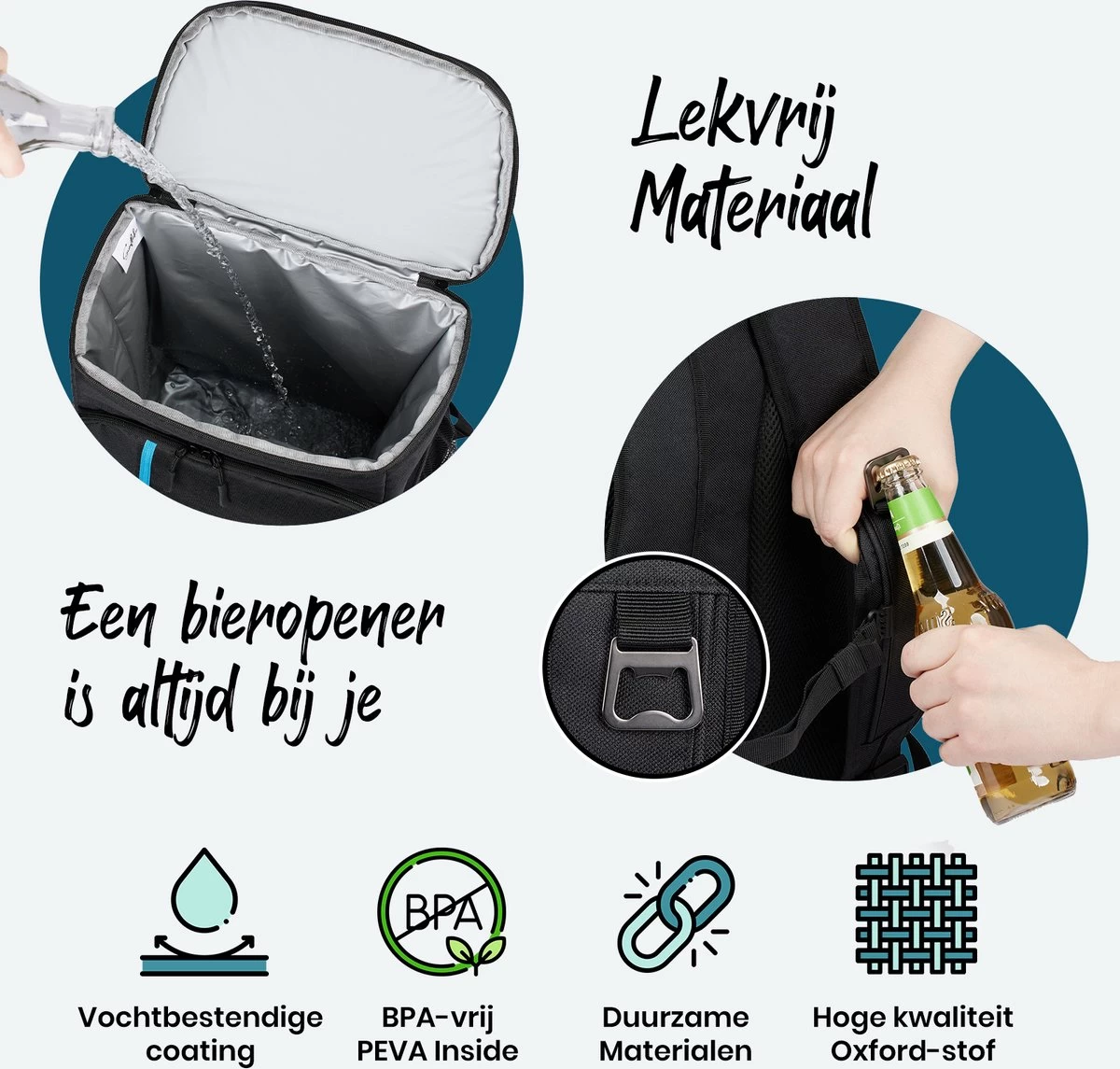 Sunflake Koelrugzak Groot - Lunchtas - Koeltas Backpack Voor Dames & Heren - Zwart - Afbeelding 4