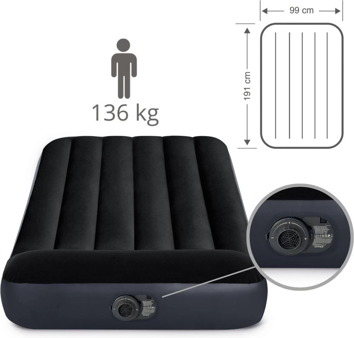Intex Pillow Rest Classic Twin Luchtbed - 1-persoons - 99x191x25cm - Afbeelding 8