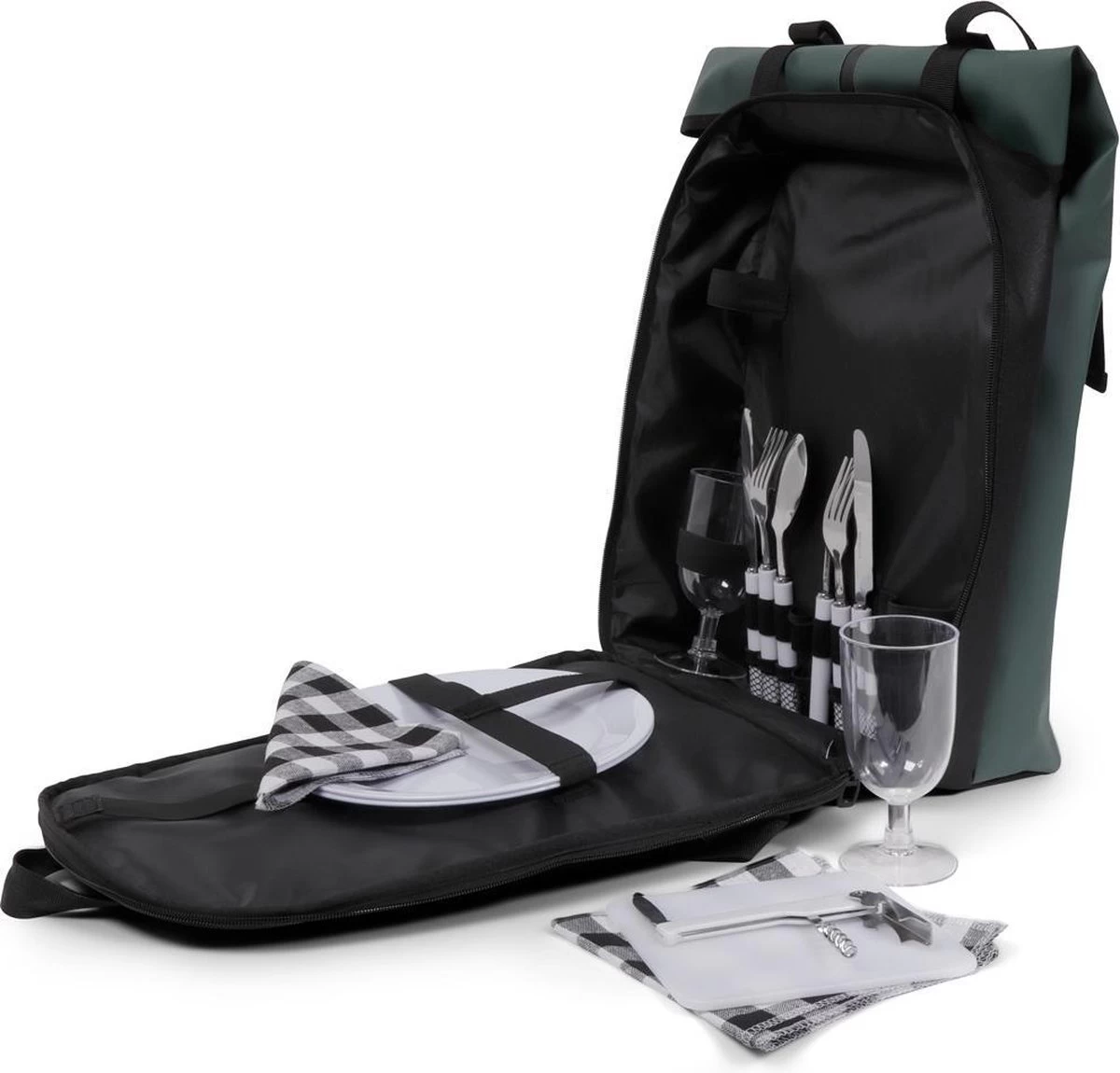 Norländer Picknick Rugtas - Koeltas - Inclusief Bestek - Groen