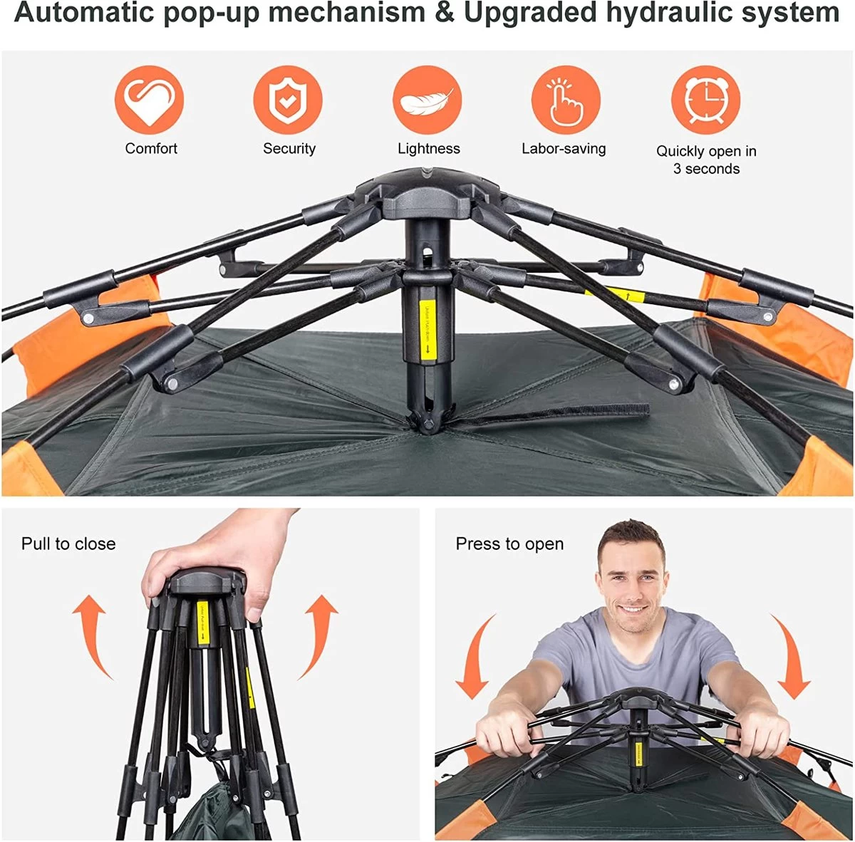 Merkloos Kamping Tent / Absolutely Waterproof, Lightweight Camping Tent With - Tent Ideal For Camping In The Garden, Dome Tent, - Afbeelding 4