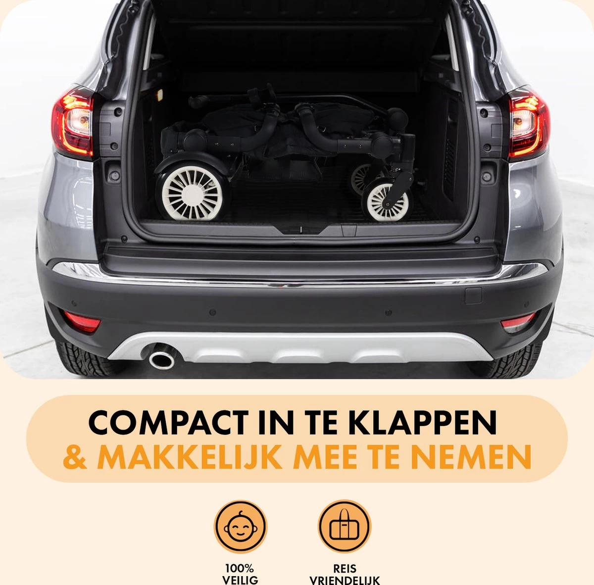 Deryan Luxe Sandy Bolderkar - Duo Buggy - Tandem Buggy - Opvouwbaar - Inklapbare Bolderwagen - Duo Kinderwagen - Zwart - Afbeelding 3