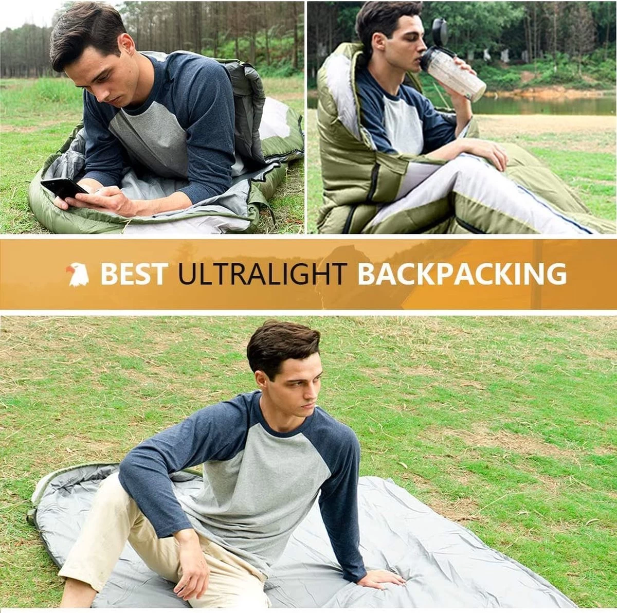 COVACURE 1.5/0.8kg Slaapzak, 3 Seizoenen Ultra Warm & Lichtgewicht Slaapzak Voor Volwassenen, Envelop Compacte Outdoor Slaapzakken Met Draagbare Compressie Tas Voor Camping, Rugzakken, Wandelen... - Afbeelding 2