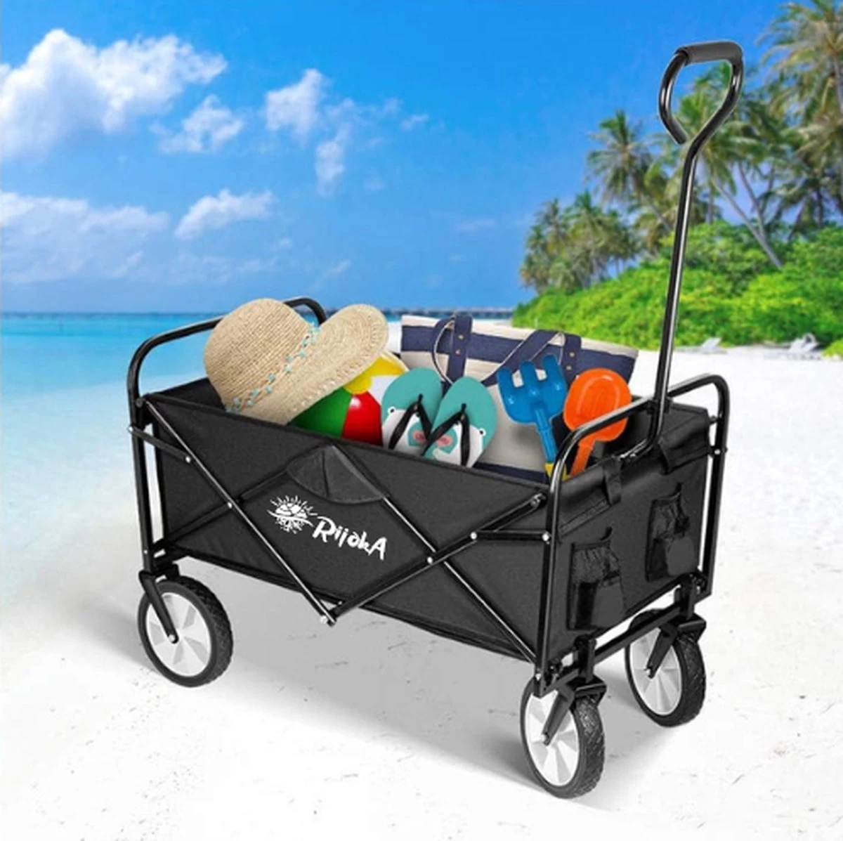 Rijoka Opvouwbare Bolderkar Mét Harde Bodem | Zwart - Afbeelding 6