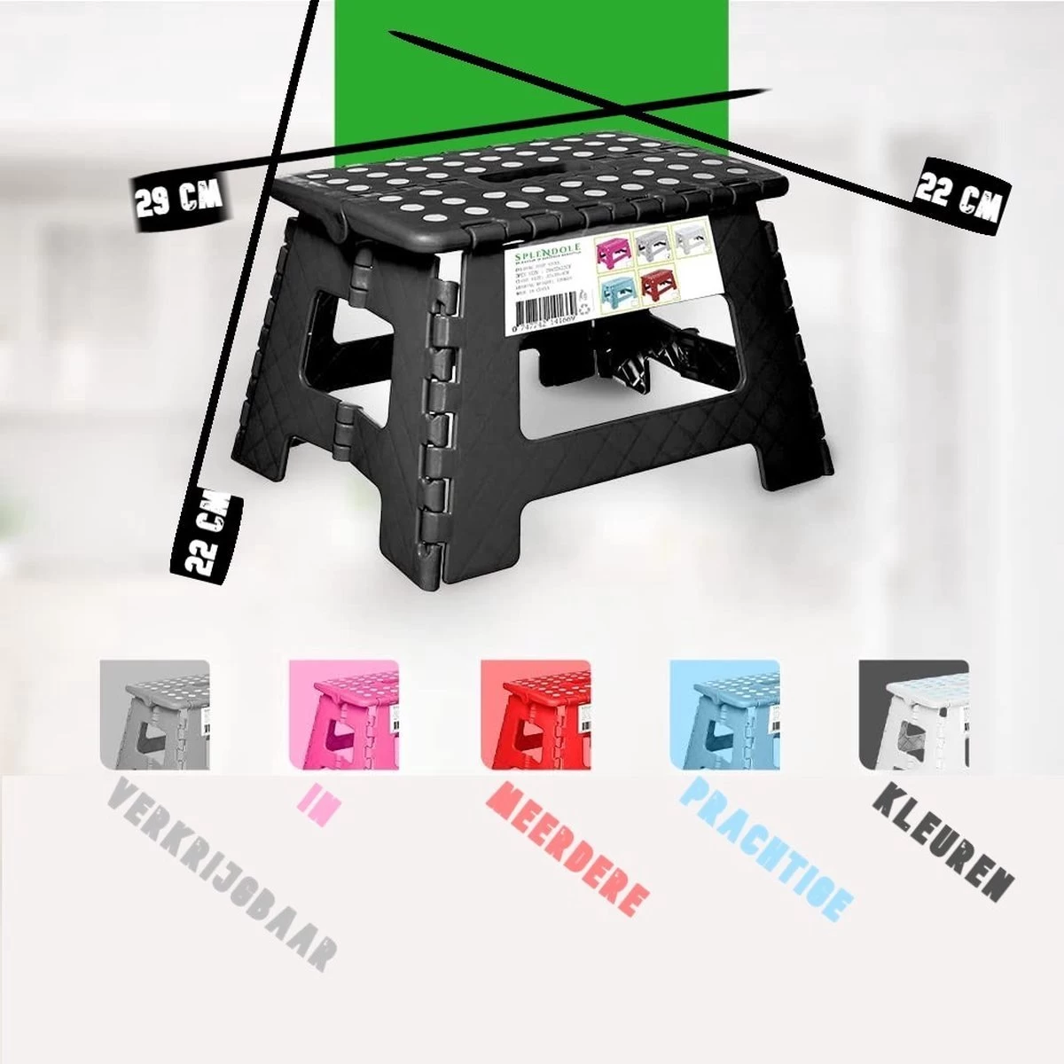 Splendole Opstapje Inklapbaar Caravanopstapje - Opvouwbaar - 100 Kg - Blauwe Krukje - Afbeelding 2