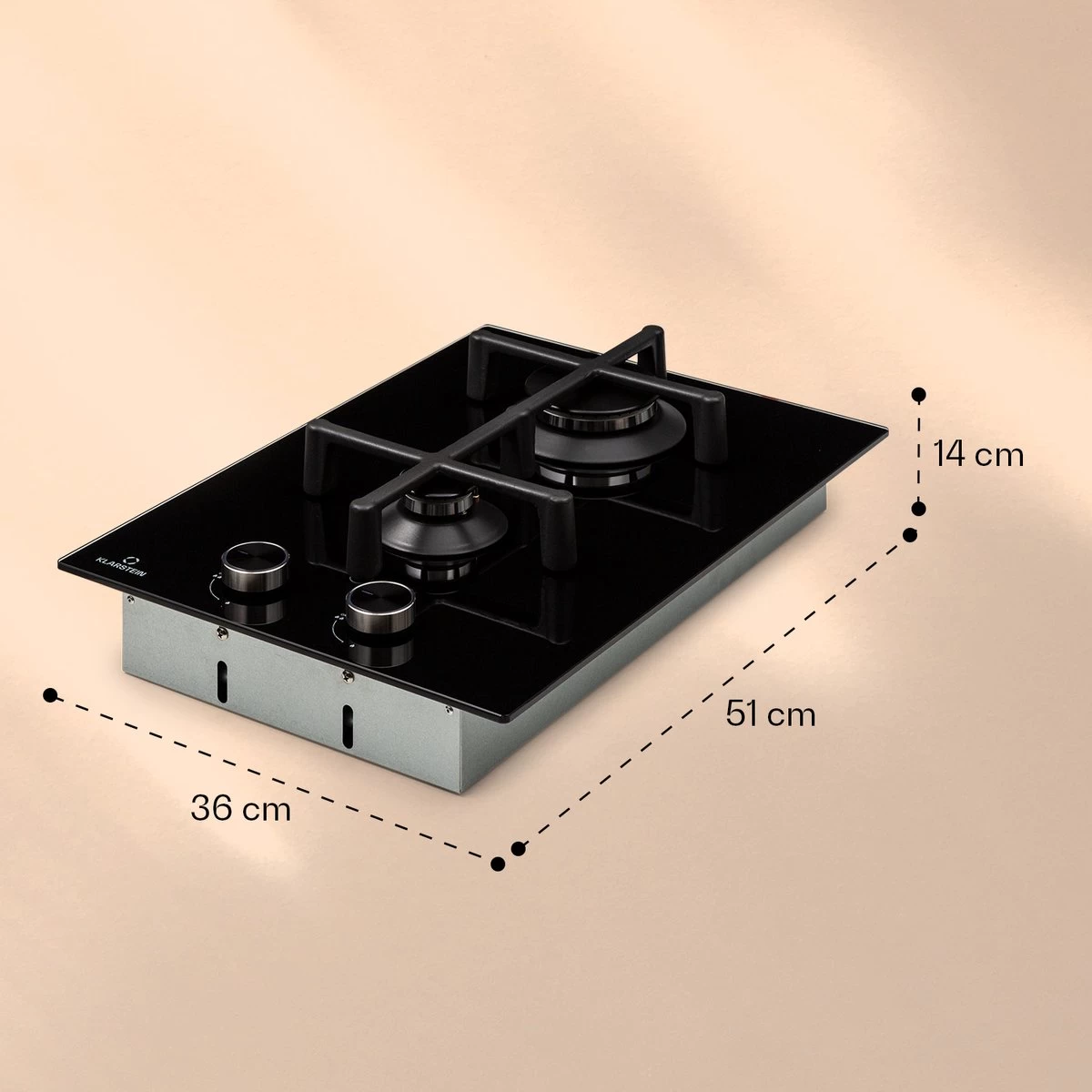 Illuminosa Domino Gaskookplaat 2-pits Sabaf Branders Glaskeramiek - Afbeelding 8