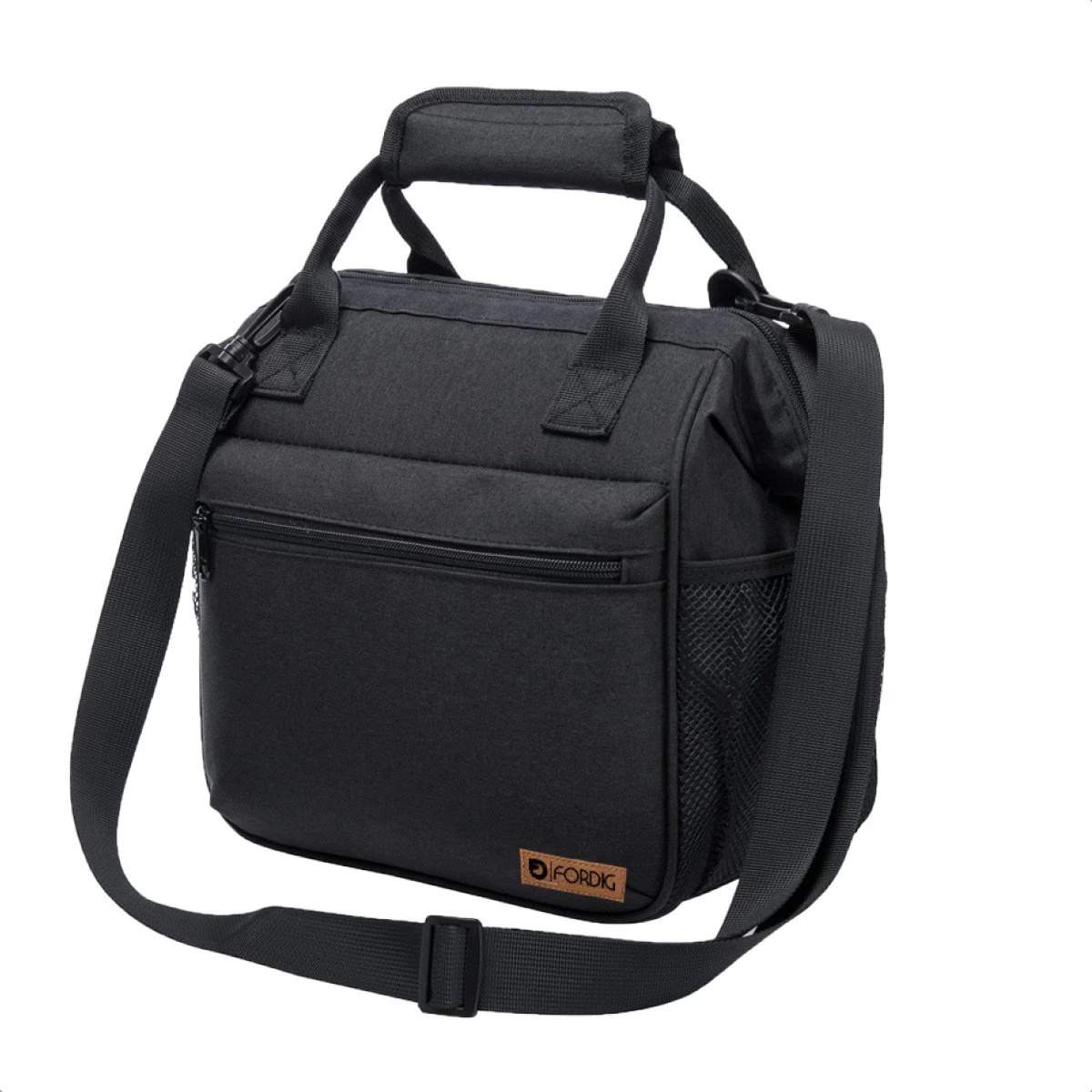 ForDig Lunchtas Zwart - Koeltas Gemaakt Van 600D Polyester Met PEVA-Voering - Ruimte Voor Lunchtrommel / Snacks / Blikjes - Koel Tas Met Mesh Opbergruimtes En Ruimte Voor Bestek - Lunch Tas Cool Bag - Coolerbag - Kleine Cooler