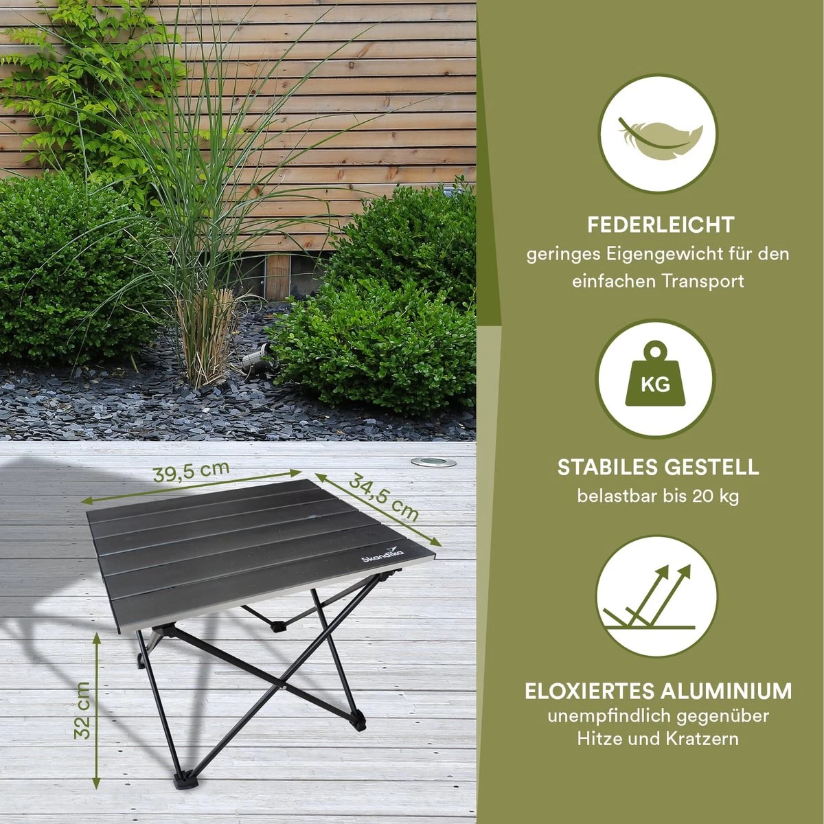 Skandika Ruka S Kleine Campingtafel – Campingtafels - Aluminium Campingtafel, Opvouwbaar, Zeer Licht, Eenvoudig Te Monteren, Stabiele Standaard - Opvouwtafel Voor Kamperen, Tenten Wandelen, Reizen, Thuis, Tuin – Tot Max. 20 Kg. - Grijs - Afbeelding 4