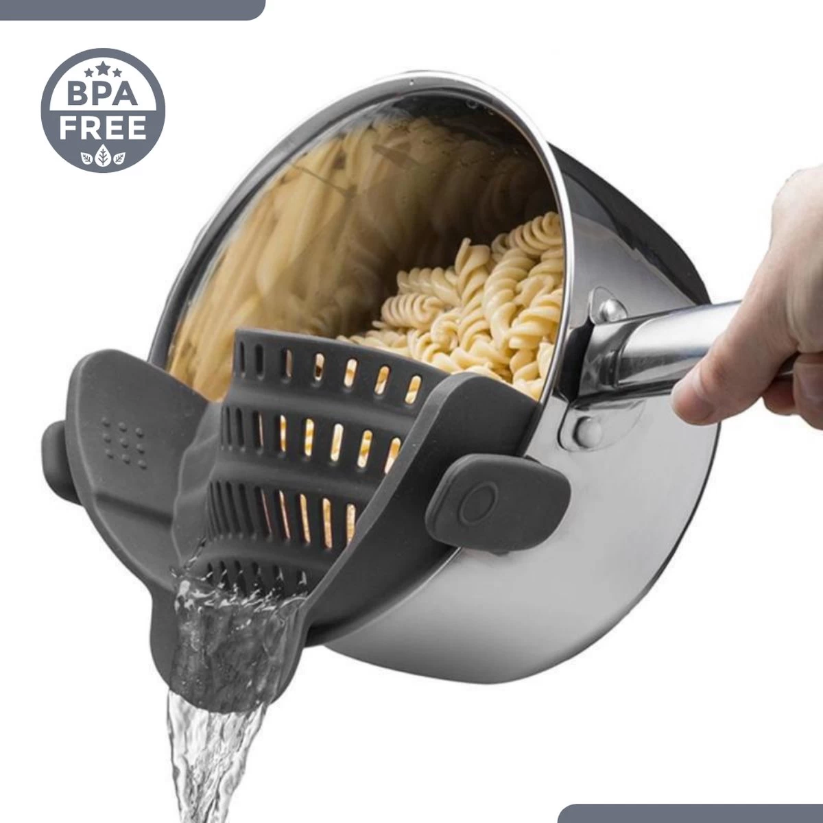 SensaHome- Siliconen Vergiet - Keuken Afgietdeksel - Afgiethulp - Siliconen - BPA Vrij - Grijs - Afbeelding 9