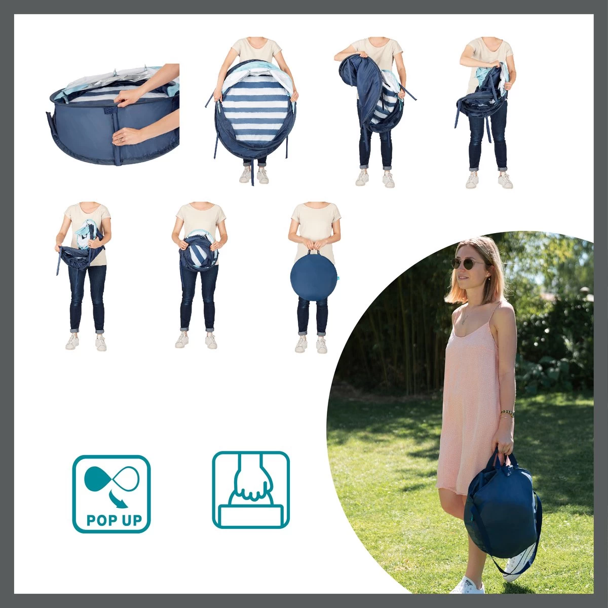 Babymoov Babyni Speelruimte & Extra Bedje Anti-UV FPS 50+ Marinière - Afbeelding 3