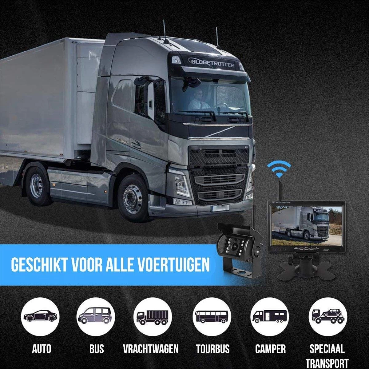 Strex Draadloze Achteruitrijcamera Met 2 Camera's - 7” Scherm - Nachtzicht 18LED 15m - Afbeelding 2