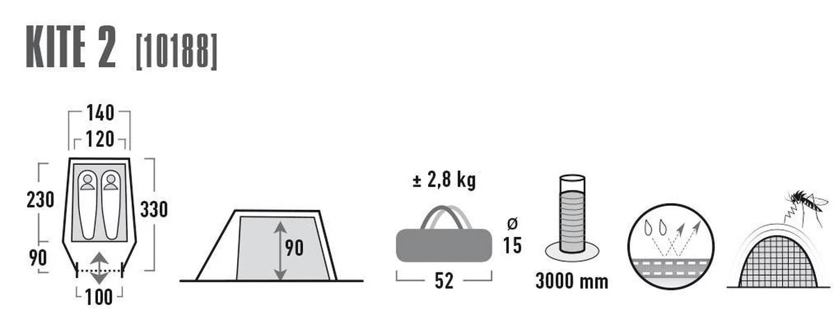 High Peak Kite 2 Tunneltent - Groen - 2 Persoons - Afbeelding 6