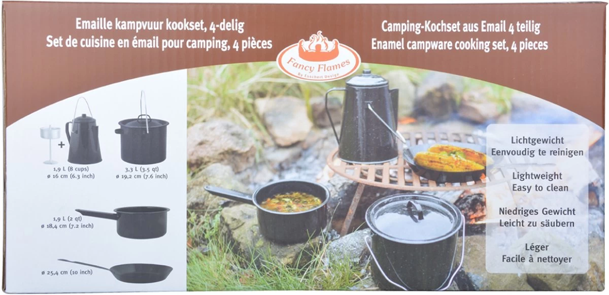 ESSCHERT DESIGN Pannenset Kampvuur - 4 Delig - Outdoor - Metaal - Afbeelding 15