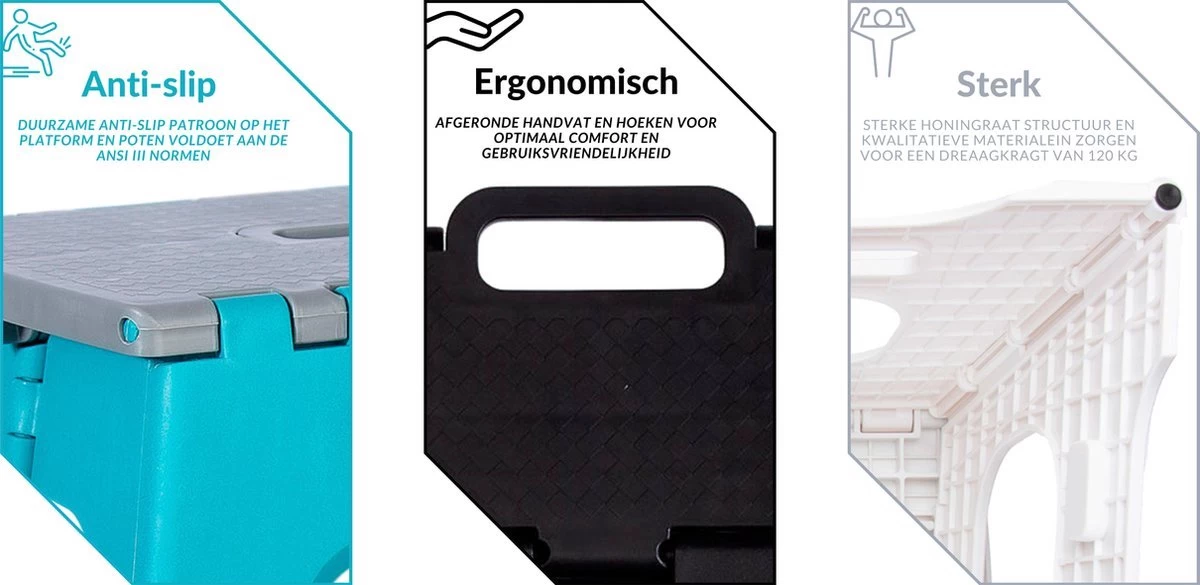 Splendole Opstapje Inklapbaar Caravanopstapje - Opvouwbaar - 120 Kg - 27 Cm Krukje Grijs - Afbeelding 4