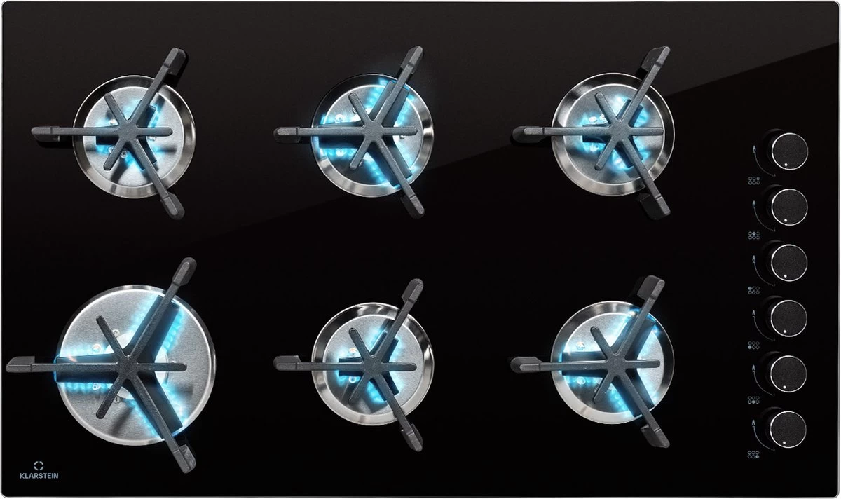 Trifecta 6 Gaskookplaat 6-pits Grote, Normale En Extra Glaskeramische Branders