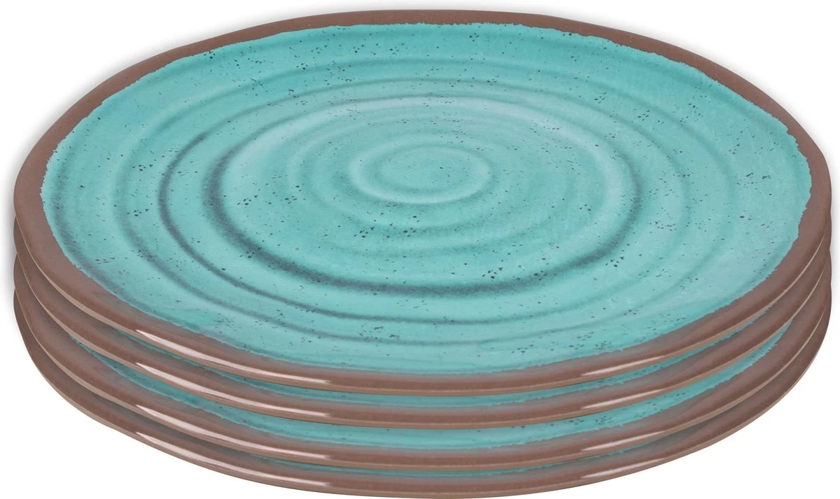 Bo-Camp Ontbijtbord - Halo - 100% Melamine - 4 Stuks - Aqua