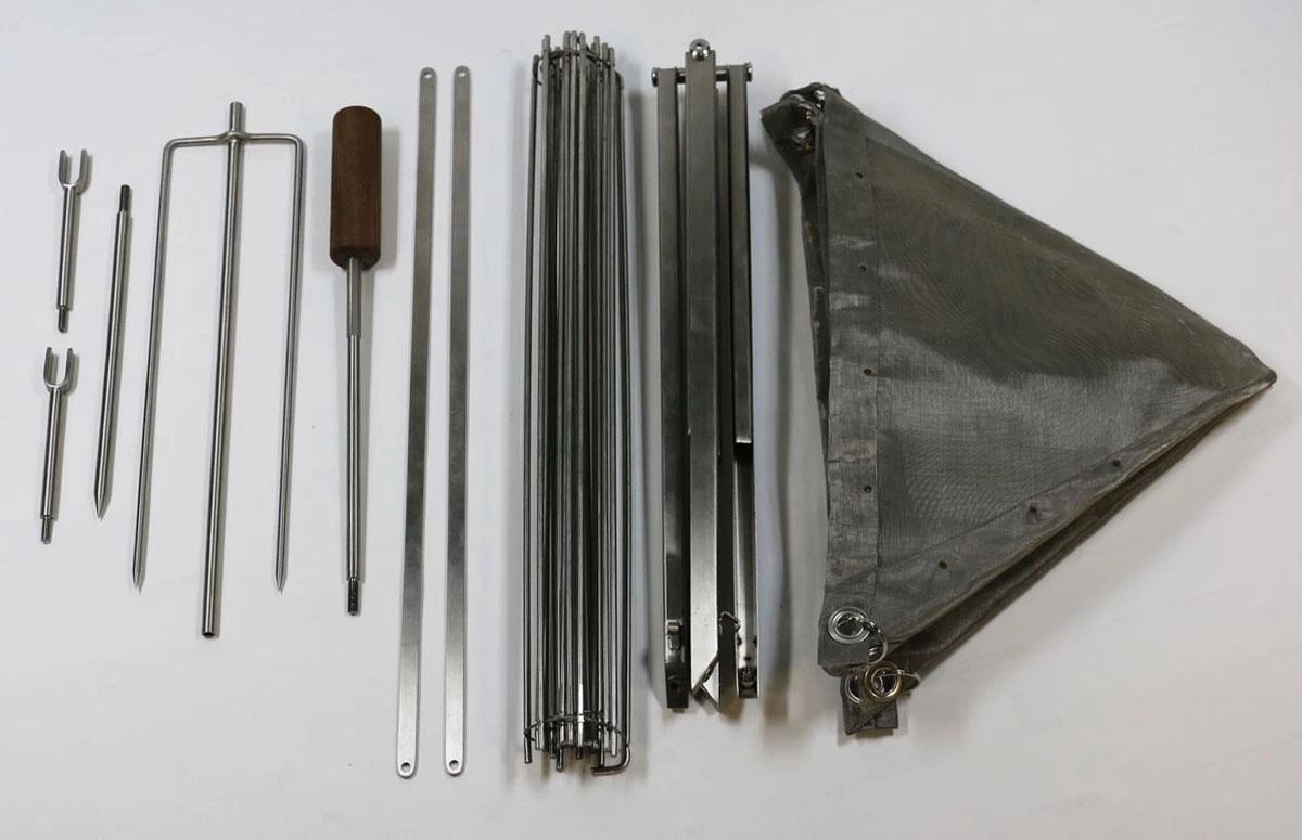 Firekorf + Grill + Spit : Opvouwbare Vuurkorf / Vuurschaal Met Rooster En Spit - Draagbare BBQ - Opbergtas - Kampeer Grill - Kookset - Afbeelding 4