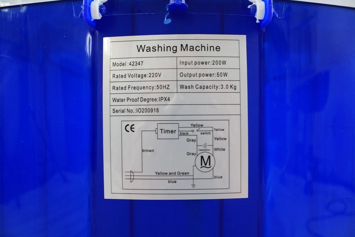 Lowander Mini Wasmachine 3kg Met Centrifuge - Kleine Camping Wasmachine - Met Bovenlader - Afbeelding 9