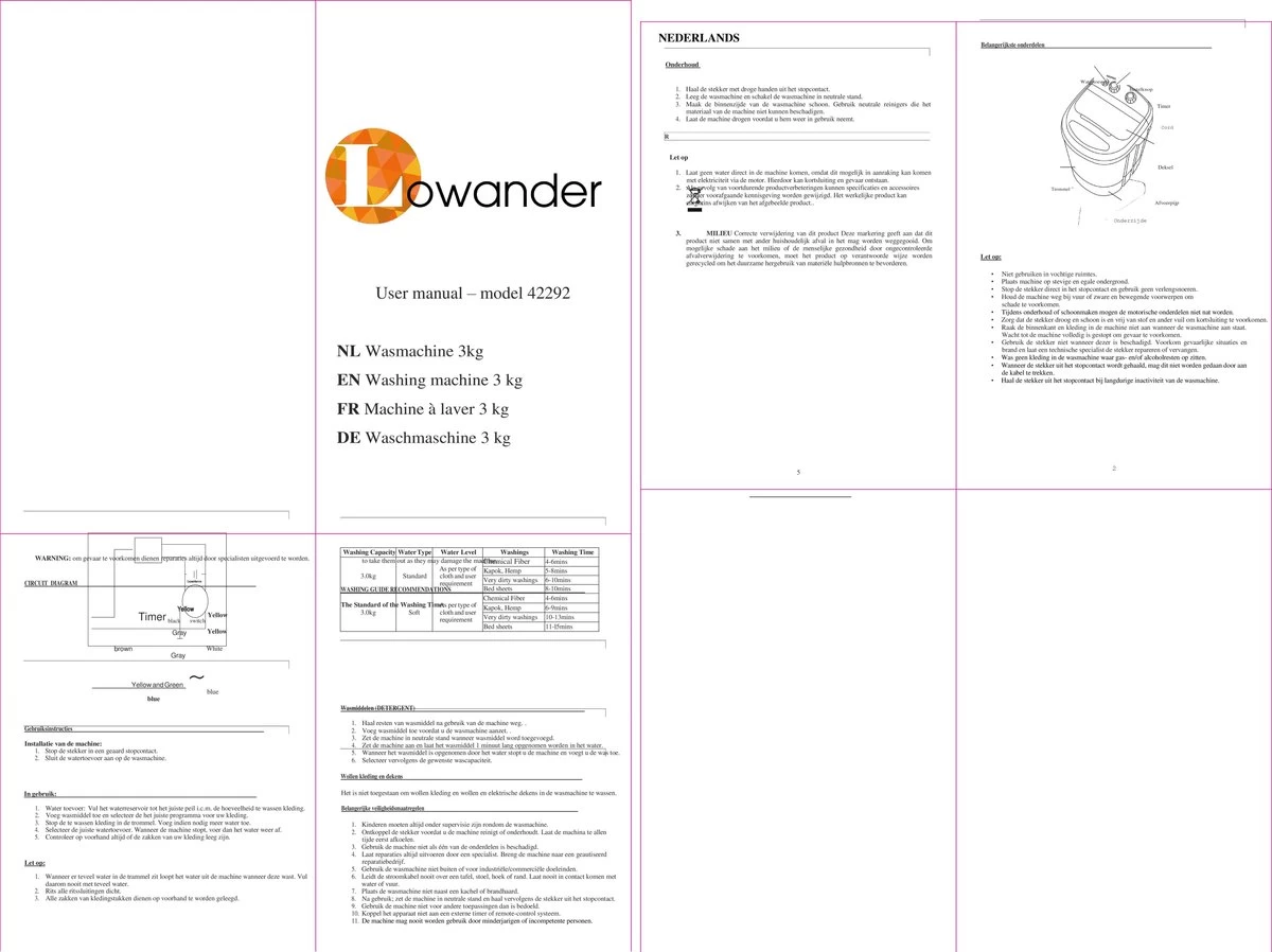 Lowander Mini Wasmachine 3kg Met Centrifuge - Kleine Camping Wasmachine - Met Bovenlader - Afbeelding 2