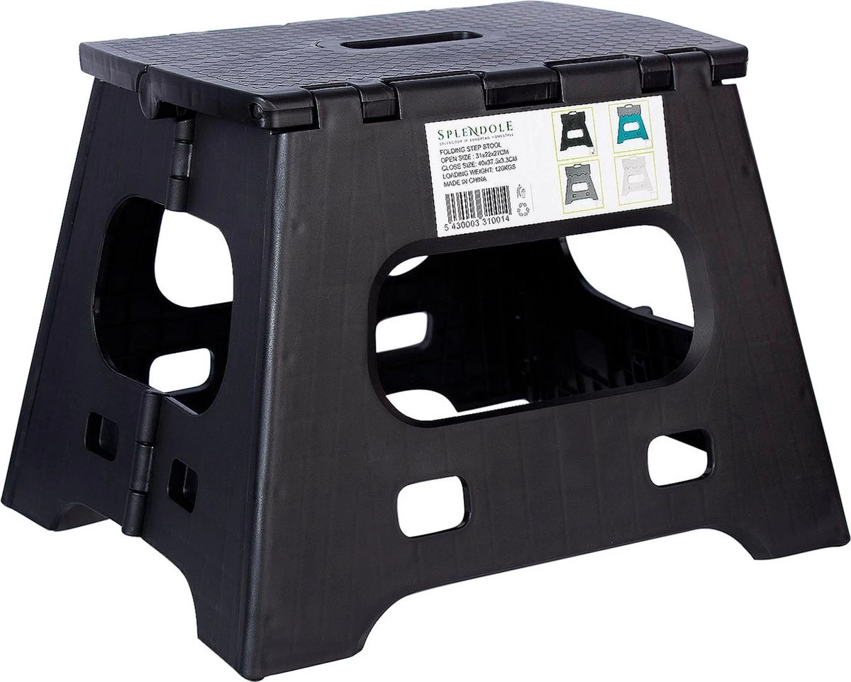 Splendole Opstapje Inklapbaar Caravanopstapje - Opvouwbaar - 120 Kg - 27 Cm Krukje Zwart