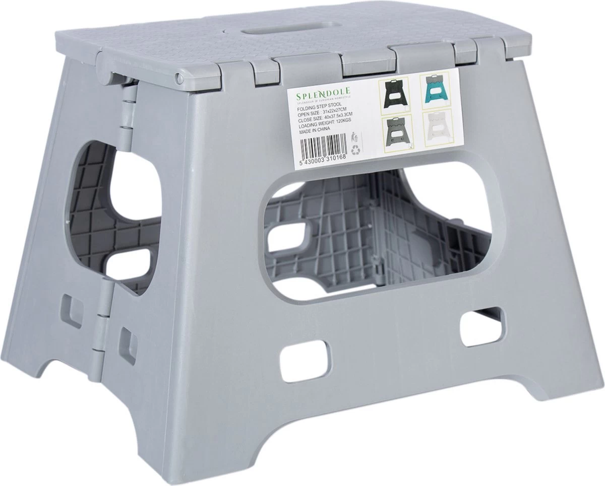Splendole Opstapje Inklapbaar Caravanopstapje - Opvouwbaar - 120 Kg - 27 Cm Krukje Grijs