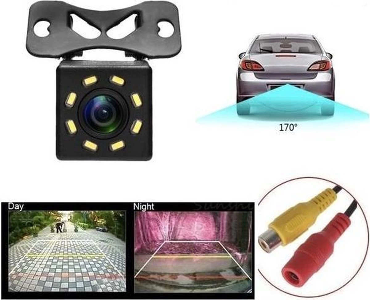 IBello HD Achteruitrijcamera Universeel, Night Vision Met 8 LEDs. Parkeer Camera - Afbeelding 2
