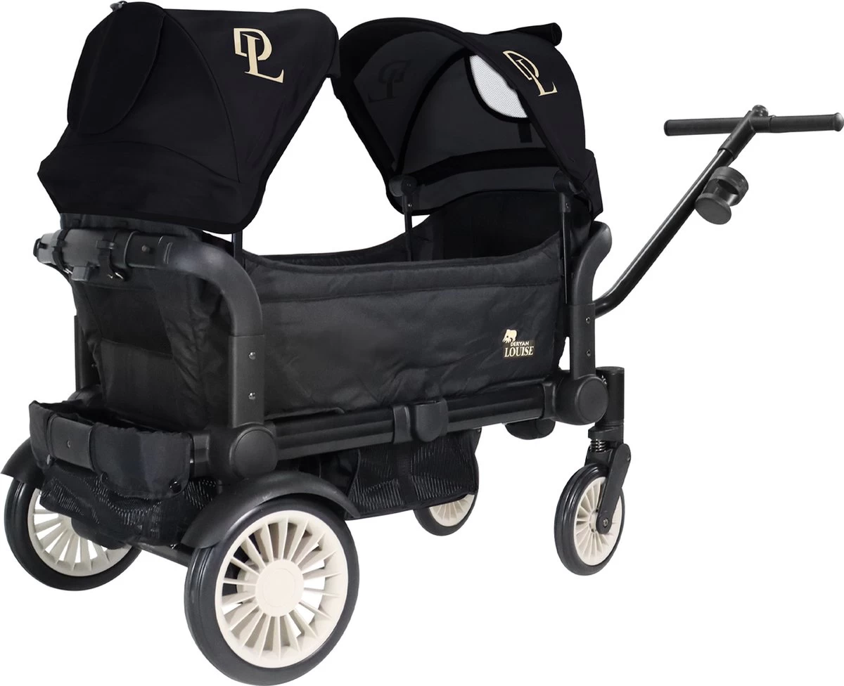 Deryan Luxe Sandy Bolderkar - Duo Buggy - Tandem Buggy - Opvouwbaar - Inklapbare Bolderwagen - Duo Kinderwagen - Zwart - Afbeelding 6