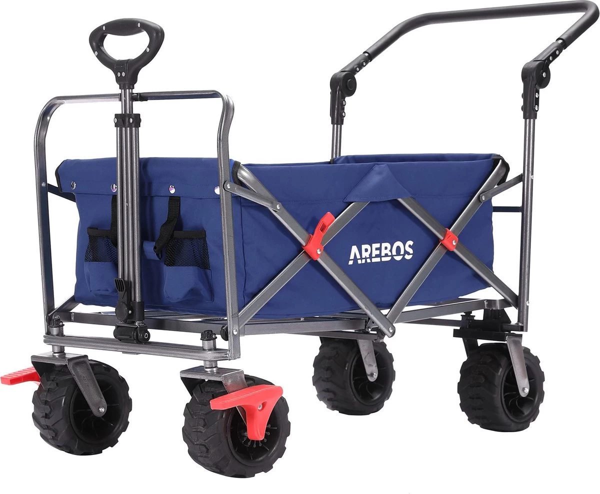 AREBOS Handkar | Transportwagen | Apparatuurwagen | Opvouwbaar | Duwstang| Blauw - Afbeelding 10