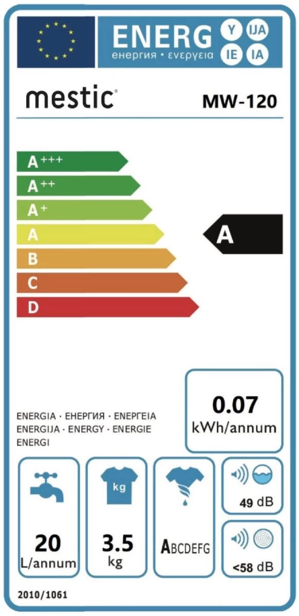 Mestic MW-120 Wasmachine/Centrifuge Combinatie - 230V - Afbeelding 2
