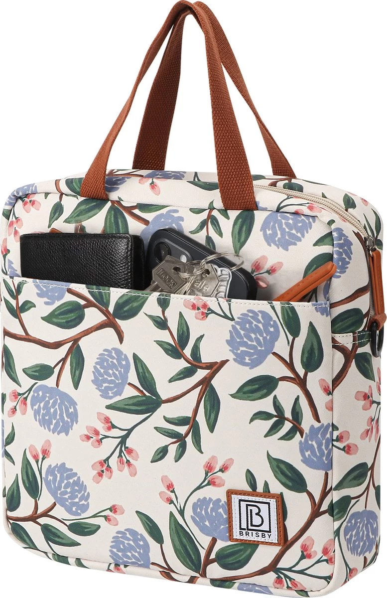 Brisby 4 Laags Geïsoleerde Koeltas - Lunchtas 7 Liter - Bloemetjes Wit - Afbeelding 2