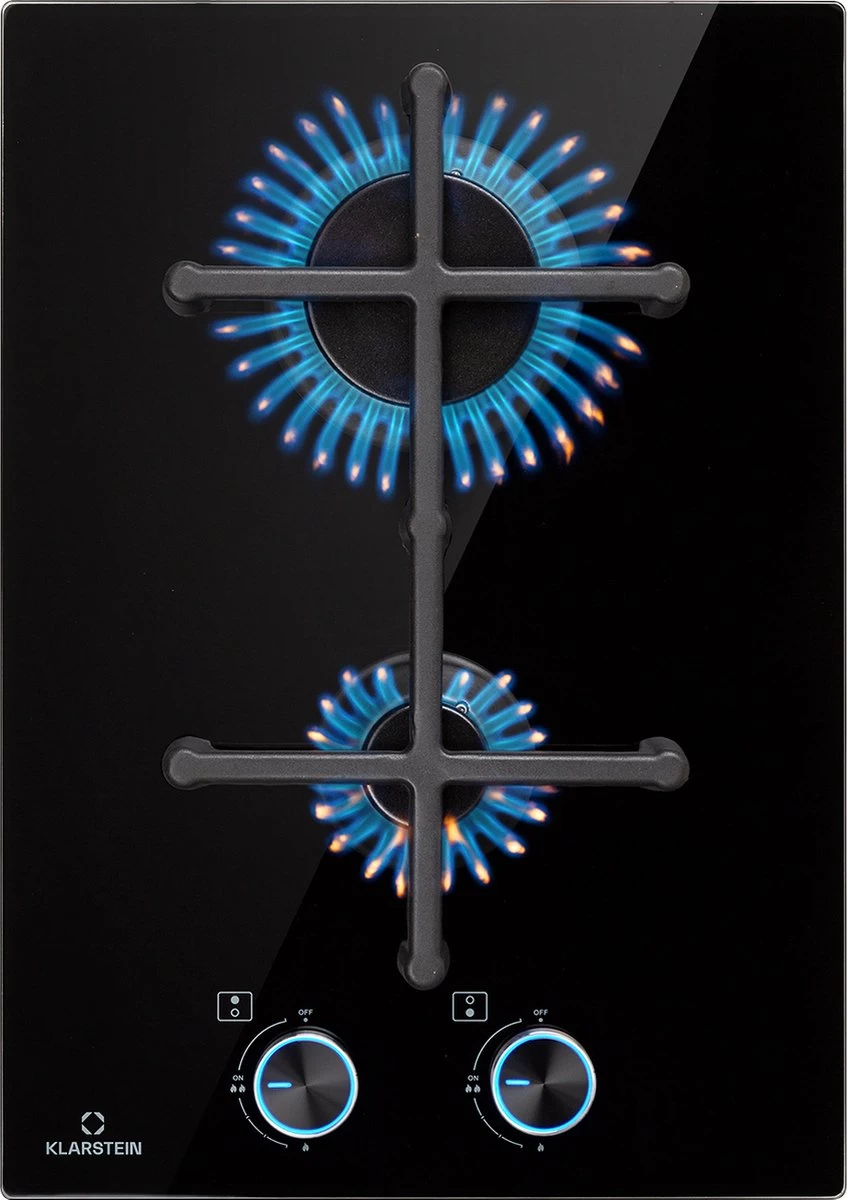 Illuminosa Domino Gaskookplaat 2-pits Sabaf Branders Glaskeramiek