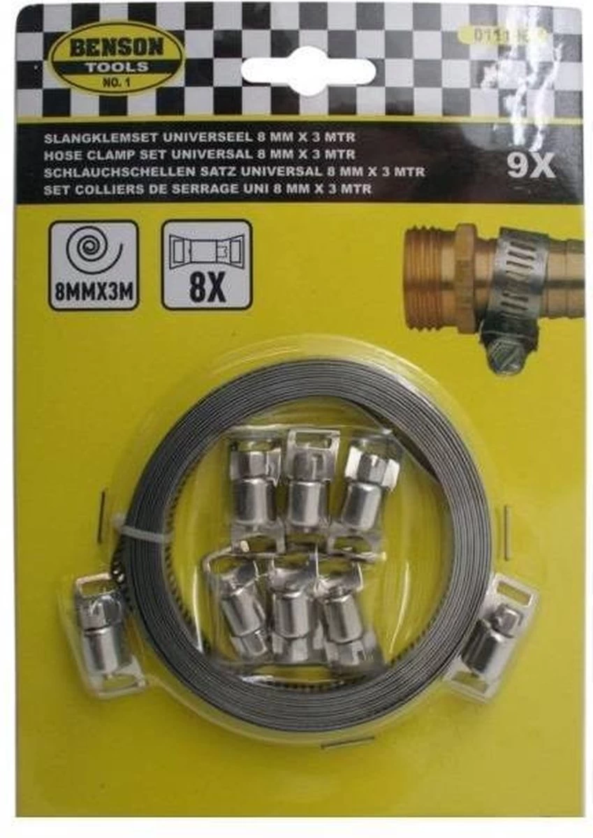 Benson Slangklem - Universeel - 8 Mm X 3 Meter - 9 Delig - Afbeelding 2