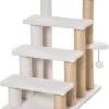 PawHut Huisdierentrap Met Krabpaal Bal 4 Treden Kattentrap Dierentrap Pluche Jute D06-093