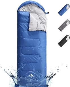 HikeMeister ® Mummy Slaapzak Kamperen Blauw Ca. 220 X 75 Cm Met Draagtas