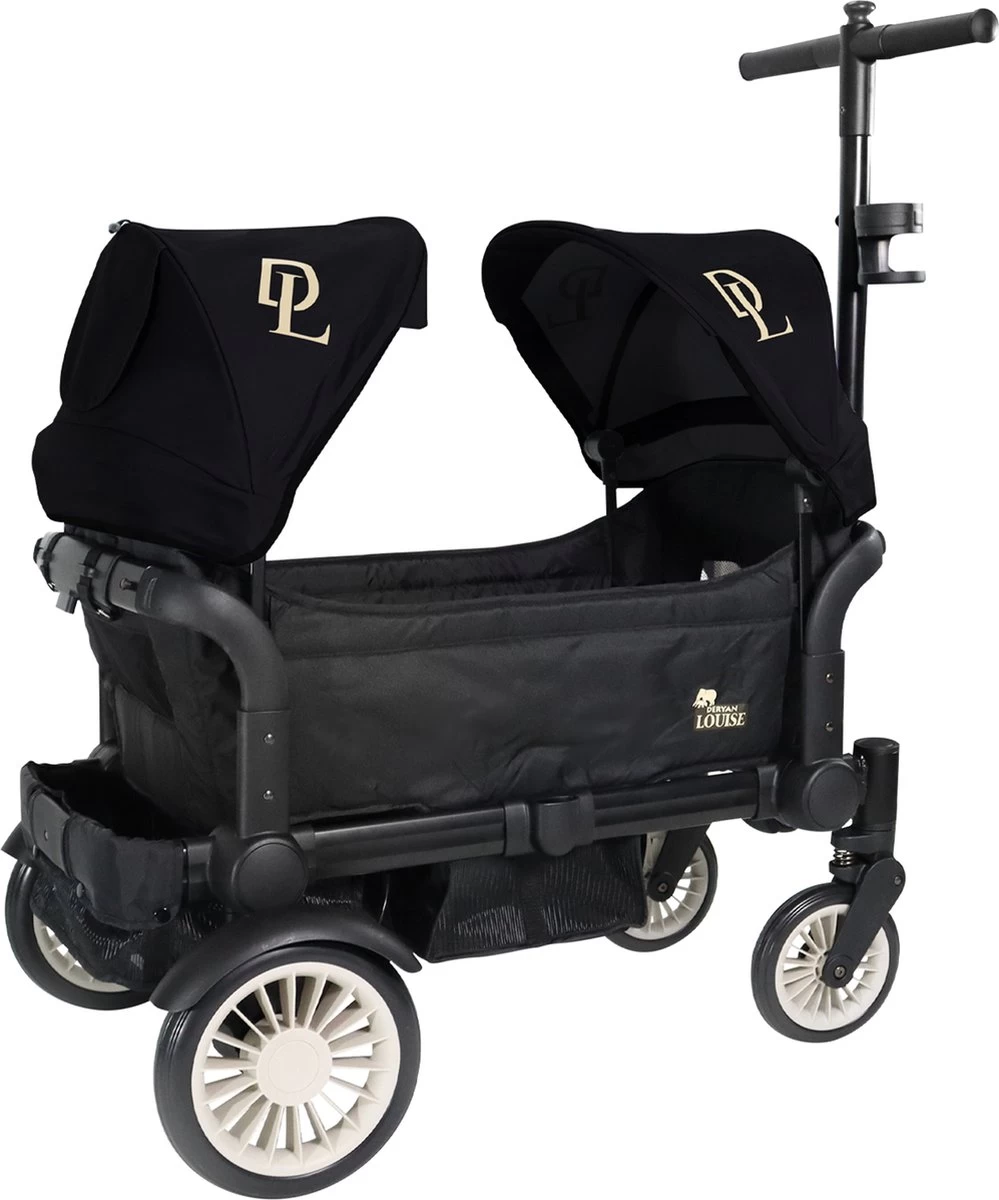 Deryan Luxe Sandy Bolderkar - Duo Buggy - Tandem Buggy - Opvouwbaar - Inklapbare Bolderwagen - Duo Kinderwagen - Zwart - Afbeelding 13